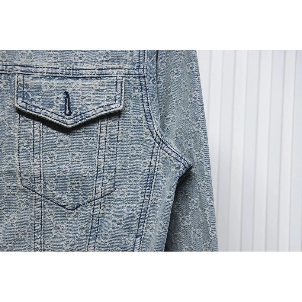 Gucci Double G jacquard denim jacket,Gucci Jacket,Jacket,APPAREL