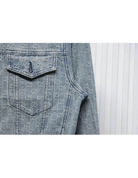 Gucci Double G jacquard denim jacket,Gucci Jacket,Jacket,APPAREL