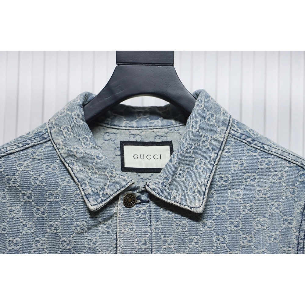 Gucci Double G jacquard denim jacket,Gucci Jacket,Jacket,APPAREL