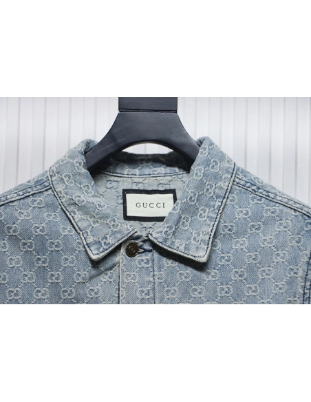 Gucci Double G jacquard denim jacket,Gucci Jacket,Jacket,APPAREL