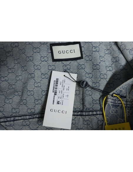 Gucci Double G jacquard denim jacket,Gucci Jacket,Jacket,APPAREL