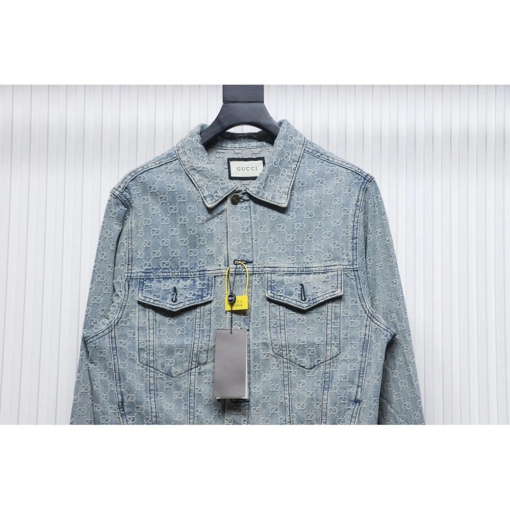 Gucci Double G jacquard denim jacket,Gucci Jacket,Jacket,APPAREL