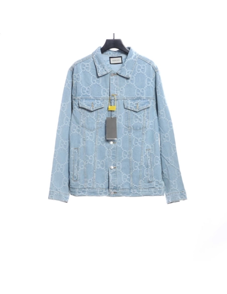 Gucci coconut palm embroidered denim jacket,Gucci Jacket,Jacket,APPAREL