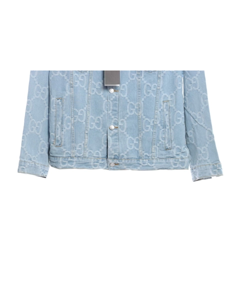 Gucci coconut palm embroidered denim jacket,Gucci Jacket,Jacket,APPAREL