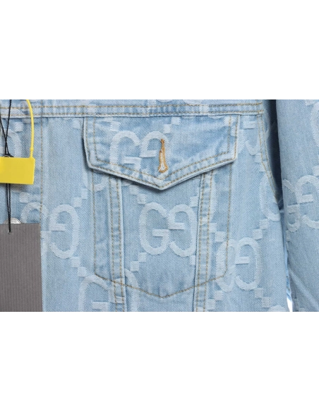 Gucci coconut palm embroidered denim jacket,Gucci Jacket,Jacket,APPAREL