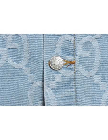 Gucci coconut palm embroidered denim jacket,Gucci Jacket,Jacket,APPAREL