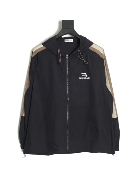 Balenciaga Zippered Logo Embroidered Long Sleeve Jacket TSK1,Balenciaga Jacket,Jacket,APPAREL