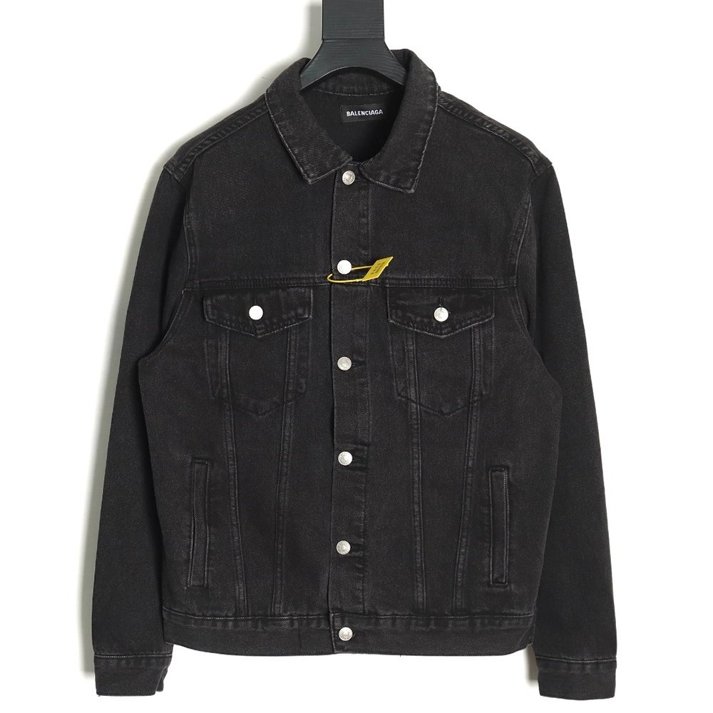 Balenciaga Double B graffiti white inksplashed denim jacket,Balenciaga Jacket,Jacket,APPAREL