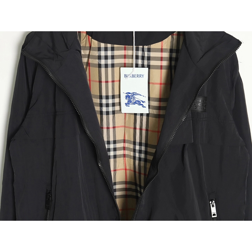 Burberry checked jacket with chest logo lining,Burberry Jacket,Jacket,APPAREL