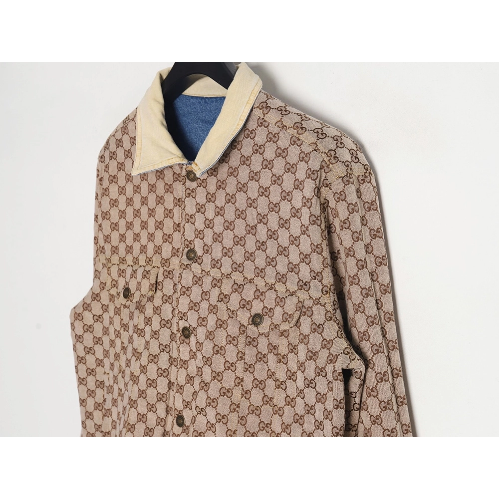 GUCCI allover printed presbyopia reversible denim jacket,Gucci Jacket,Jacket,APPAREL