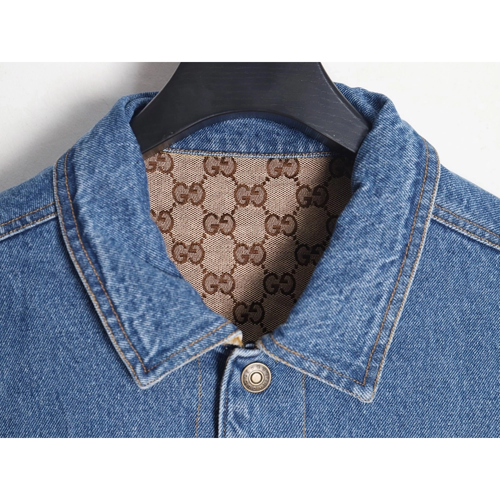 GUCCI allover printed presbyopia reversible denim jacket,Gucci Jacket,Jacket,APPAREL