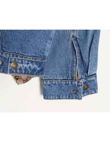GUCCI allover printed presbyopia reversible denim jacket,Gucci Jacket,Jacket,APPAREL