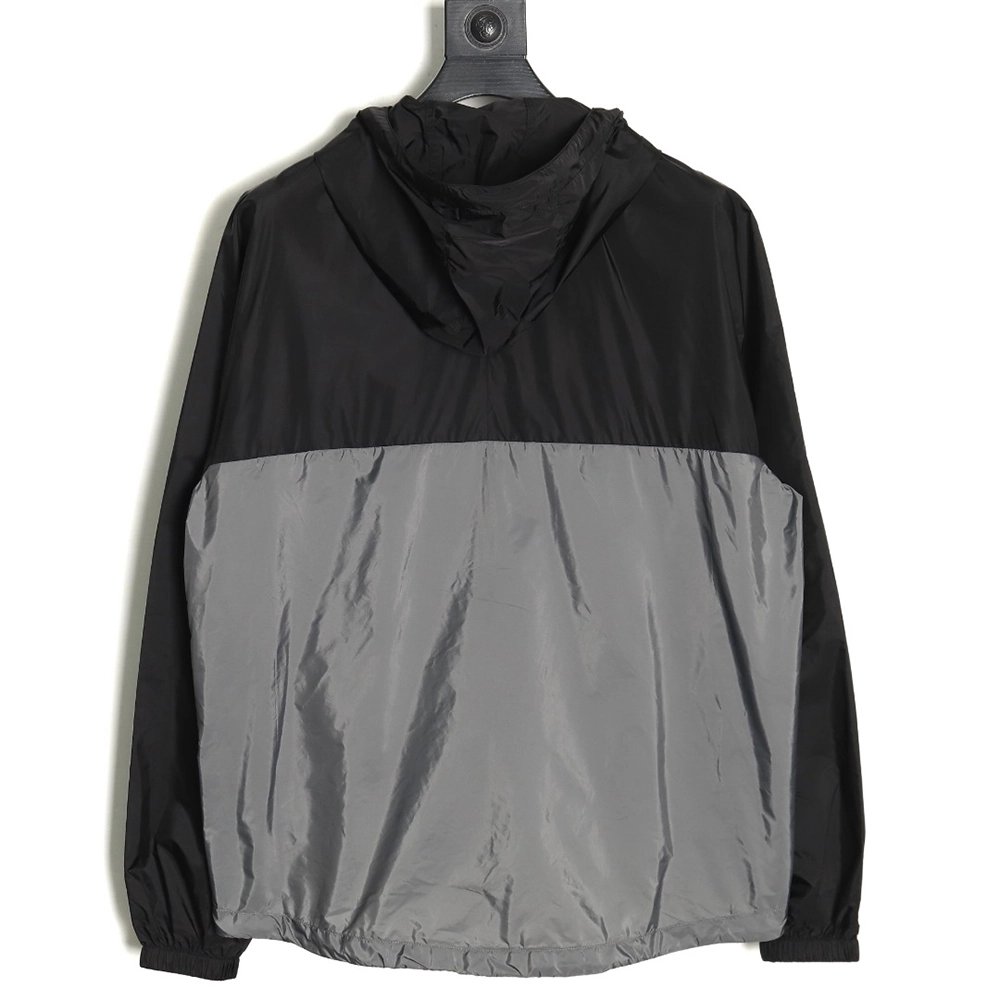 Prada black and grey patchwork hooded jacket,Prada Jacket,Jacket,APPAREL