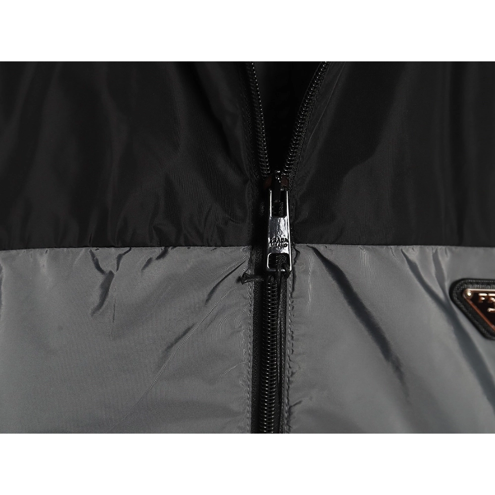 Prada black and grey patchwork hooded jacket,Prada Jacket,Jacket,APPAREL