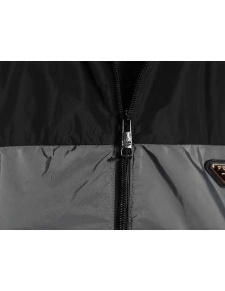 Prada black and grey patchwork hooded jacket,Prada Jacket,Jacket,APPAREL