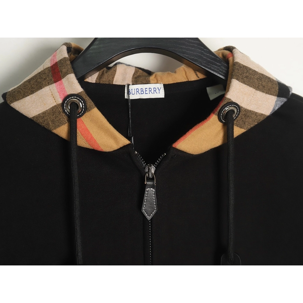 Burberry Check Hood Panel Double Zip Hooded Jacket TSK1,Burberry Jacket,Jacket,APPAREL