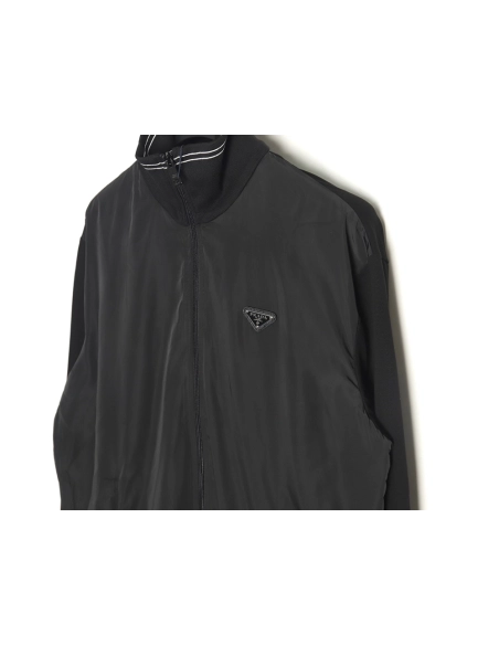 Prada triangle logo stand collar zipup jacket,Prada Jacket,Jacket,APPAREL