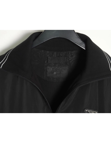 Prada triangle logo stand collar zipup jacket,Prada Jacket,Jacket,APPAREL