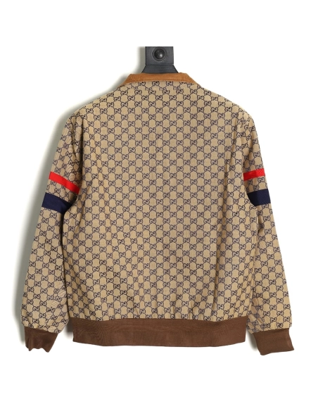 Gucci standup collar double G canvas longsleeved jacket,Gucci Jacket,Jacket,APPAREL