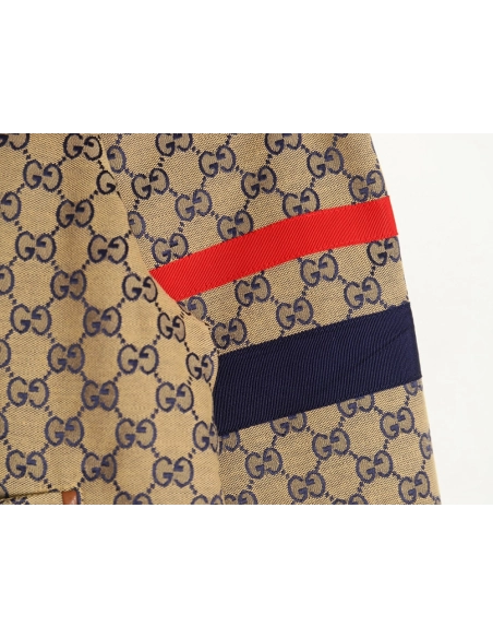 Gucci standup collar double G canvas longsleeved jacket,Gucci Jacket,Jacket,APPAREL