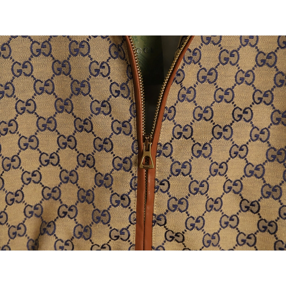 Gucci standup collar double G canvas longsleeved jacket,Gucci Jacket,Jacket,APPAREL