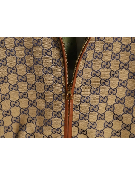 Gucci standup collar double G canvas longsleeved jacket,Gucci Jacket,Jacket,APPAREL