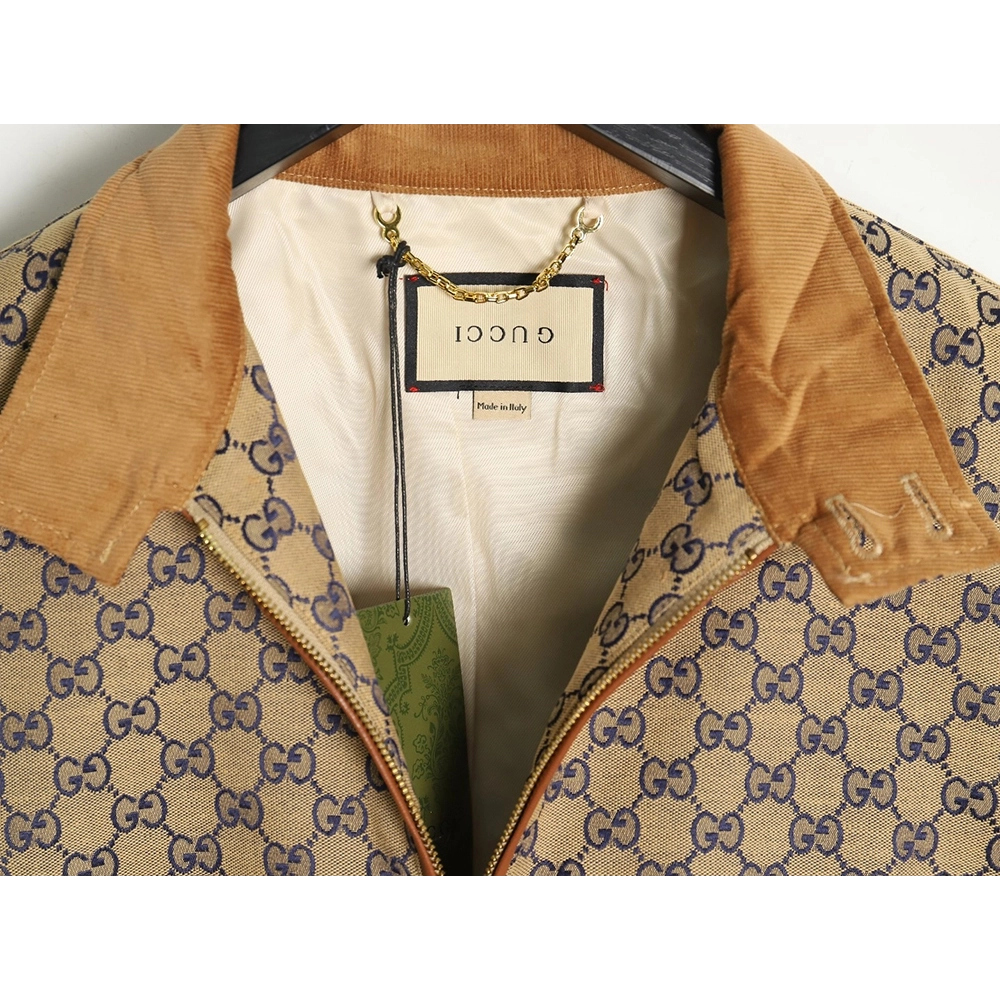 Gucci standup collar double G canvas longsleeved jacket,Gucci Jacket,Jacket,APPAREL
