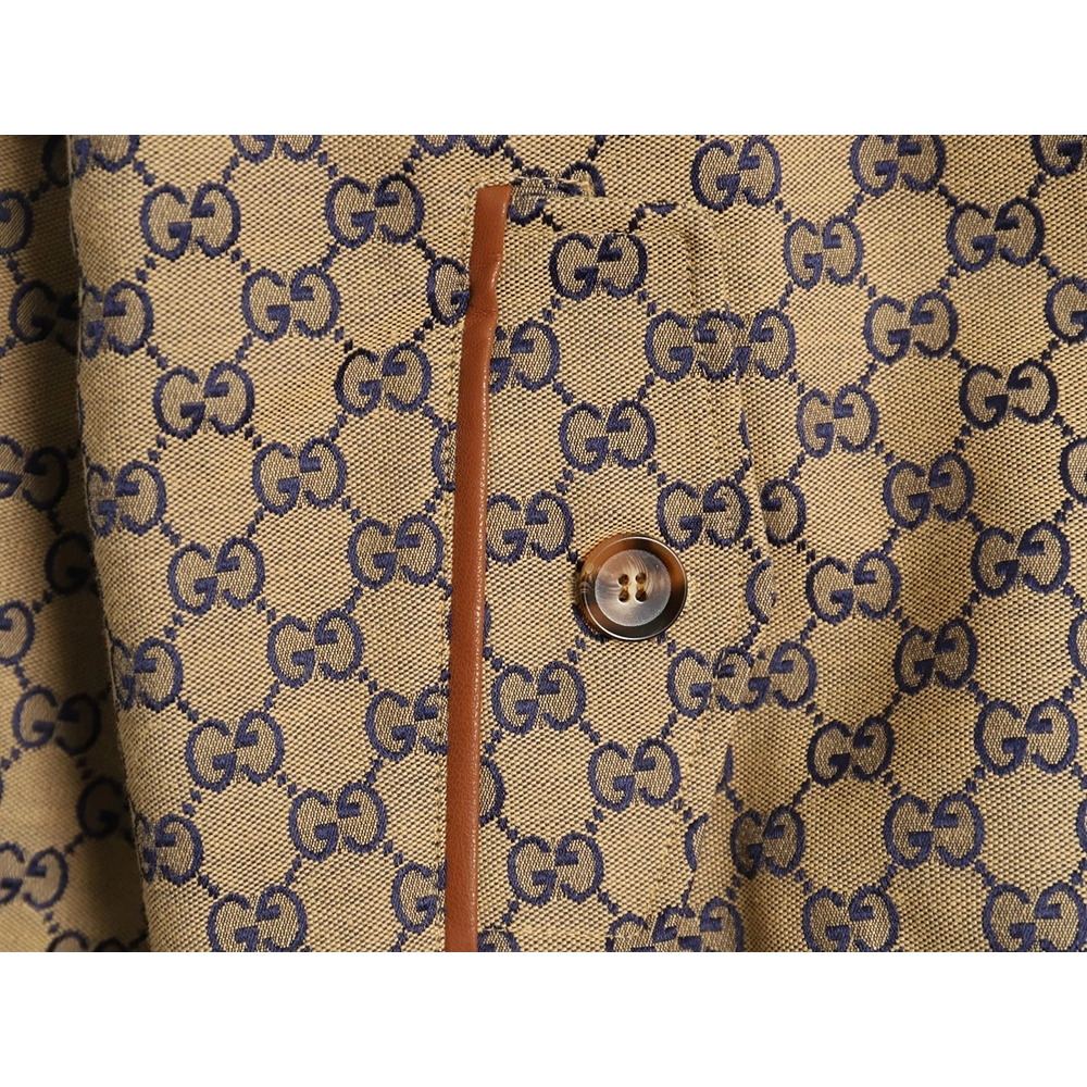 Gucci standup collar double G canvas longsleeved jacket,Gucci Jacket,Jacket,APPAREL