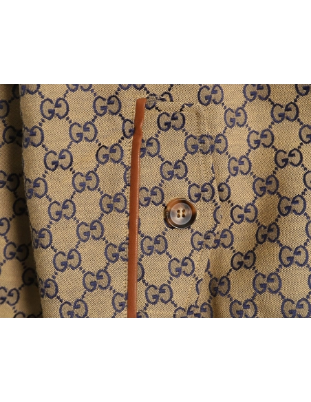 Gucci standup collar double G canvas longsleeved jacket,Gucci Jacket,Jacket,APPAREL