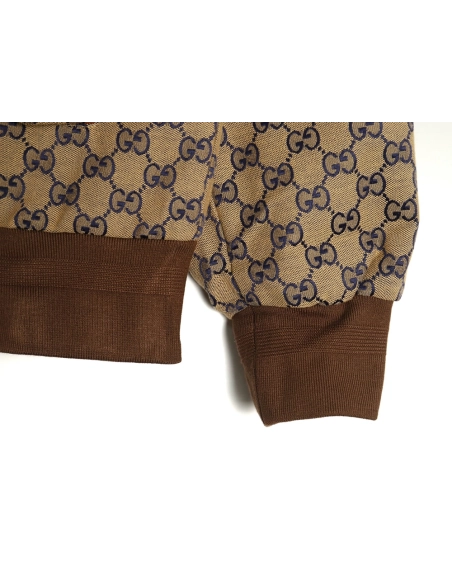 Gucci standup collar double G canvas longsleeved jacket,Gucci Jacket,Jacket,APPAREL