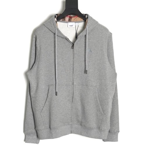 Burberry Warhorse Logo Embroidered Hooded Jacket,Burberry Jacket,Jacket,APPAREL