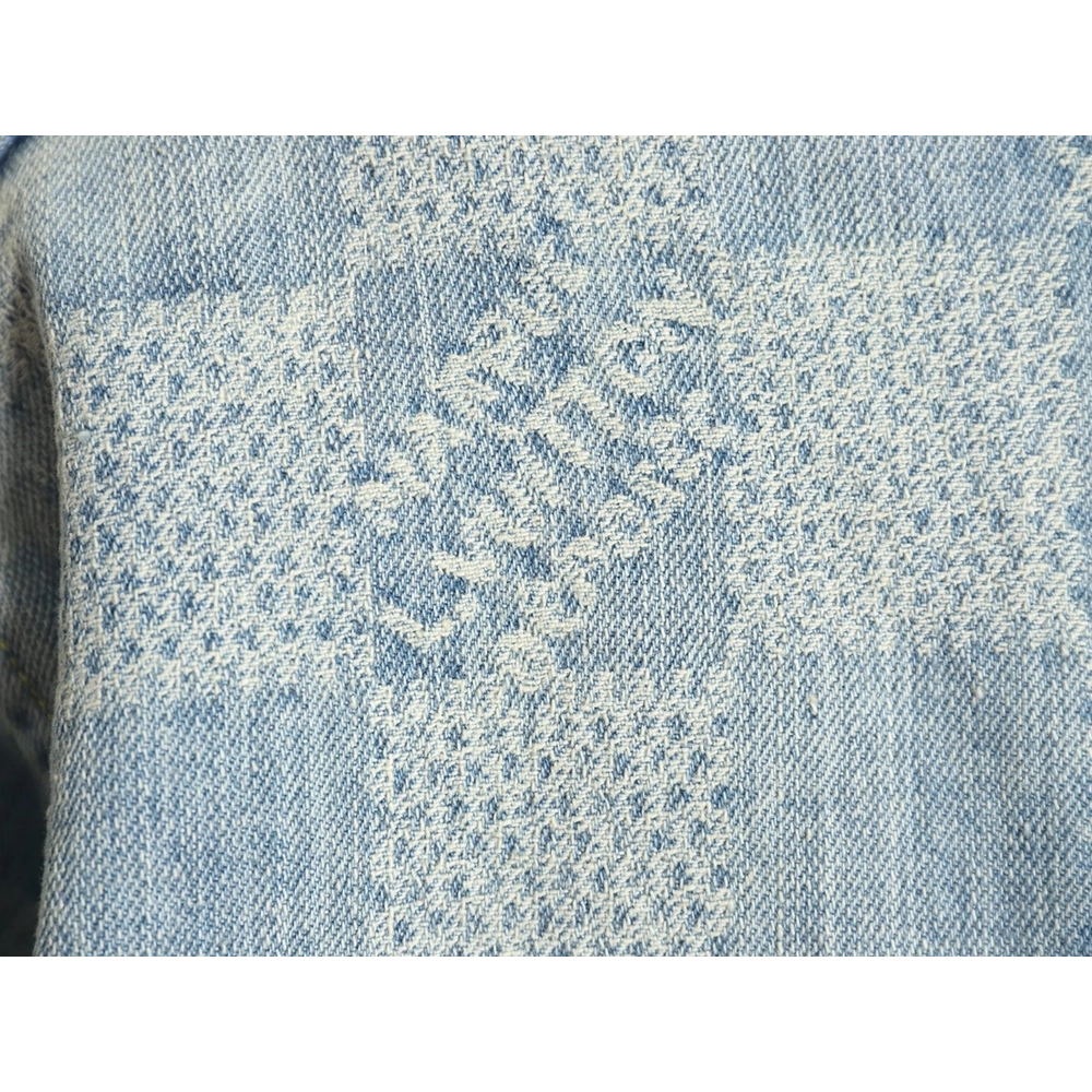 Louis Vuitton 24SS Checkerboard Collarless Denim Shirt Jacket,Louis Vuitton Jacket,Jacket,APPAREL