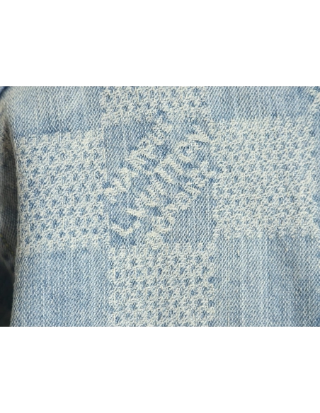 Louis Vuitton 24SS Checkerboard Collarless Denim Shirt Jacket,Louis Vuitton Jacket,Jacket,APPAREL