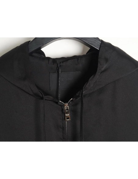 Prada 24SS mulberry silk ribbon hem hooded jacket,Prada Jacket,Jacket,APPAREL
