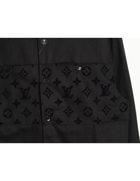 Louis Vuitton flocked jacquard patchwork work shirt jacket,Louis Vuitton Jacket,Jacket,APPAREL