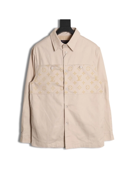 Louis Vuitton letter flocked jacquard patchwork work shirt jacket,Louis Vuitton Jacket,Jacket,APPAREL