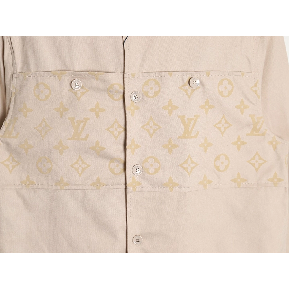Louis Vuitton letter flocked jacquard patchwork work shirt jacket,Louis Vuitton Jacket,Jacket,APPAREL