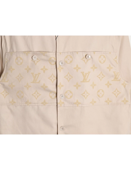 Louis Vuitton letter flocked jacquard patchwork work shirt jacket,Louis Vuitton Jacket,Jacket,APPAREL