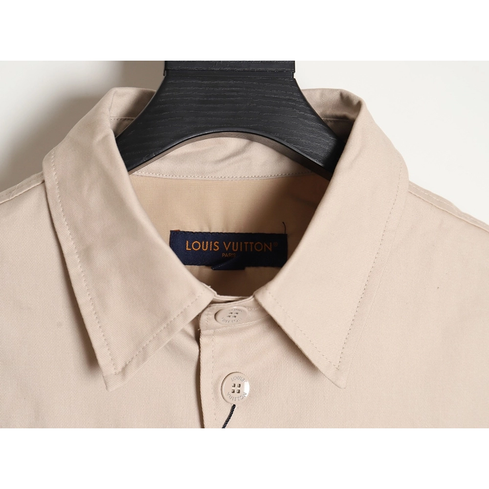 Louis Vuitton letter flocked jacquard patchwork work shirt jacket,Louis Vuitton Jacket,Jacket,APPAREL