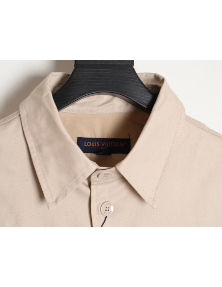 Louis Vuitton letter flocked jacquard patchwork work shirt jacket,Louis Vuitton Jacket,Jacket,APPAREL