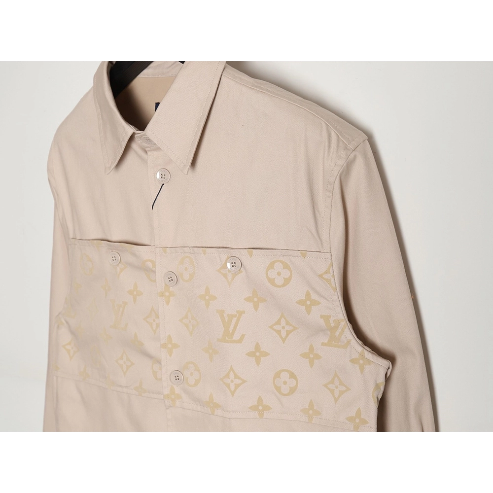 Louis Vuitton letter flocked jacquard patchwork work shirt jacket,Louis Vuitton Jacket,Jacket,APPAREL