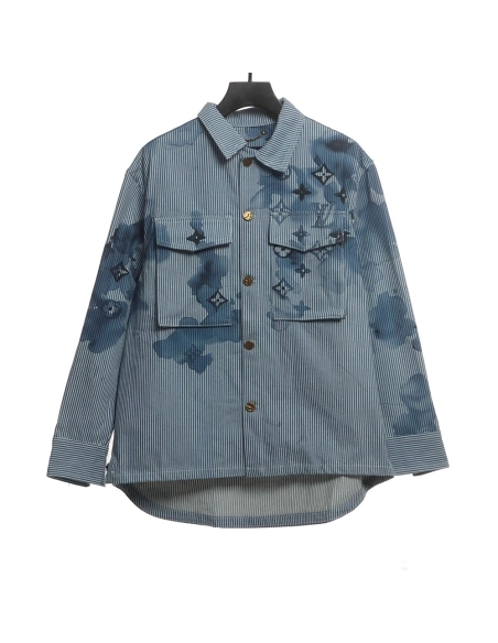 LV ink presbyopic denim jacket,Louis Vuitton Jacket,Jacket,APPAREL