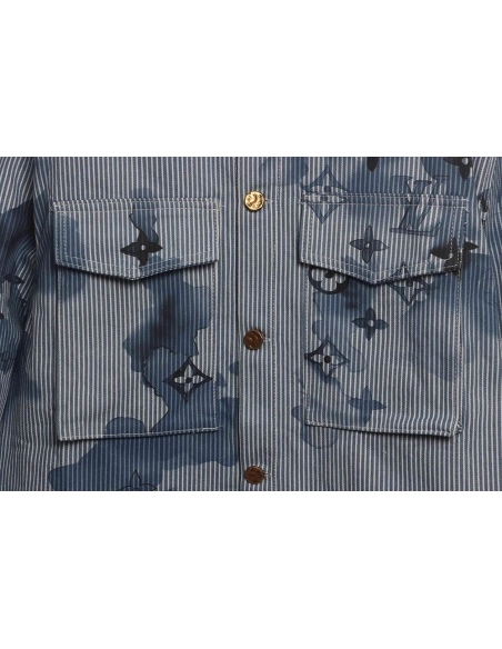 LV ink presbyopic denim jacket,Louis Vuitton Jacket,Jacket,APPAREL