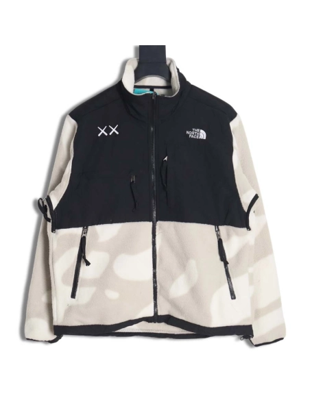The North Face x KAWS North Face joint model FW23 1995 Denali Logo printed color block zipper fleece longsleeved jacket,The Nort
