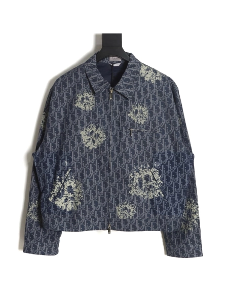 Dior 23ss new full printed old flower zipper jacket,Dior Jacket,Jacket,APPAREL