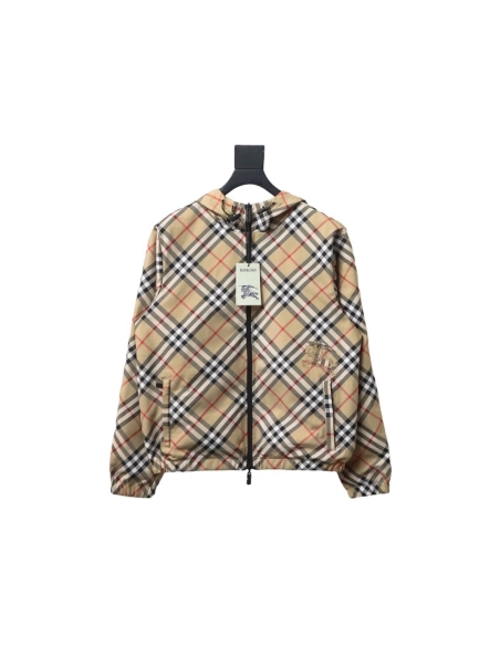 Burberry Check Warhorse Reversible Hooded Jacket,Burberry Jacket,Jacket,APPAREL