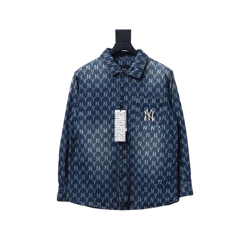 MLB Denim shirt jacket with embroidered logo,MLB Jacket,Jacket,APPAREL