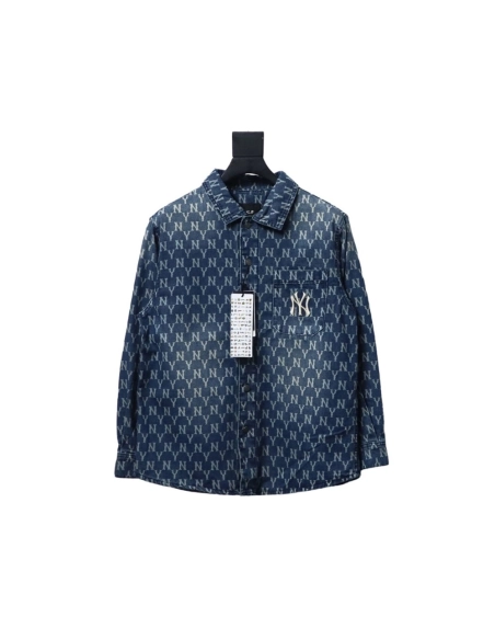 MLB Denim shirt jacket with embroidered logo,MLB Jacket,Jacket,APPAREL