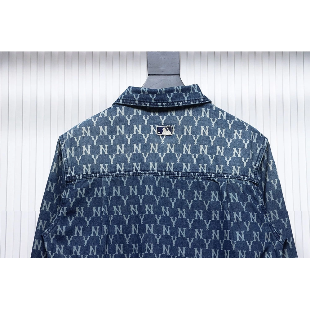 MLB Denim shirt jacket with embroidered logo,MLB Jacket,Jacket,APPAREL