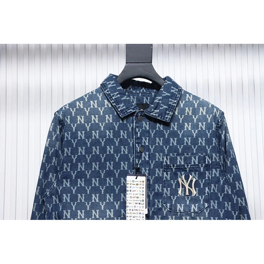 MLB Denim shirt jacket with embroidered logo,MLB Jacket,Jacket,APPAREL